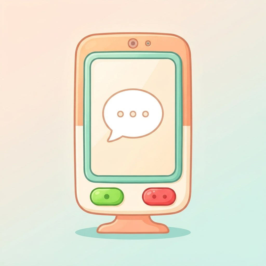 Image: A big friendly smartphone standing upright, front