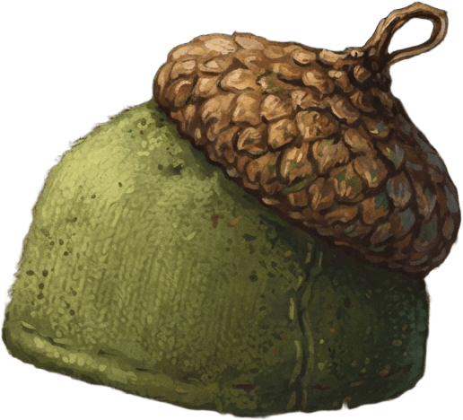 Image: A single small acorn cap hat, side view facing rig