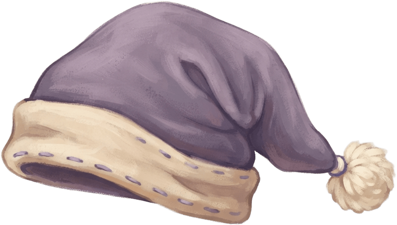 Image: A single soft sleeping cap with a tiny pom, side v