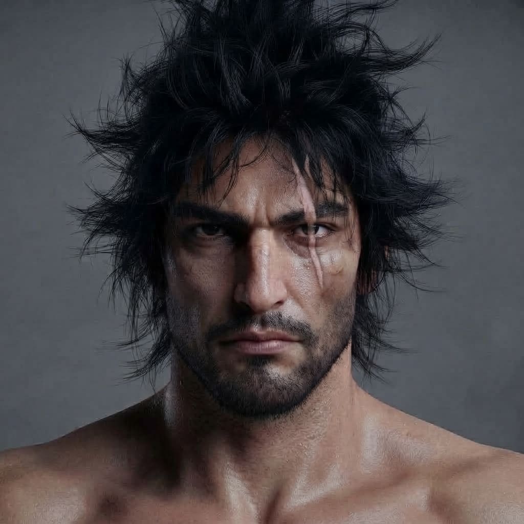 Image: Edit this portrait: add one realistic old healed s