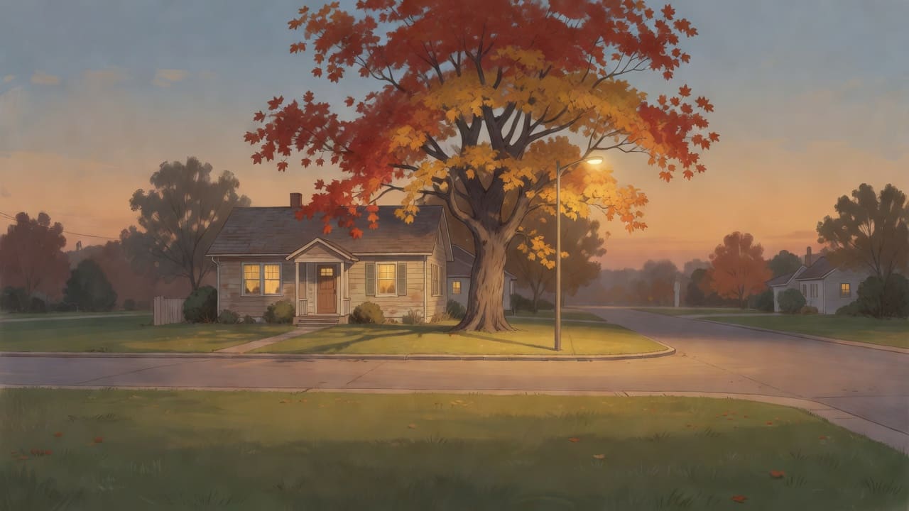 Home Evening - Suburban House Dusk Backdrop