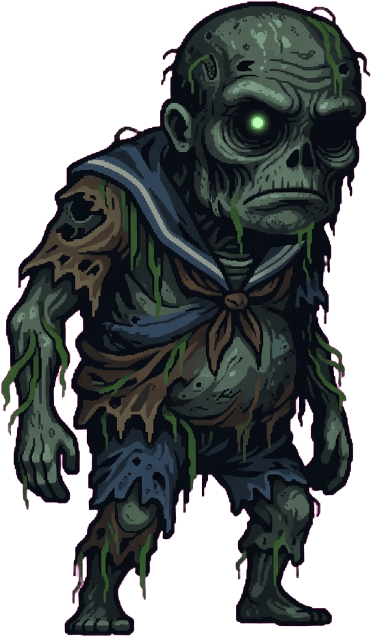 Drowned Zombie - Pixel Art Figure