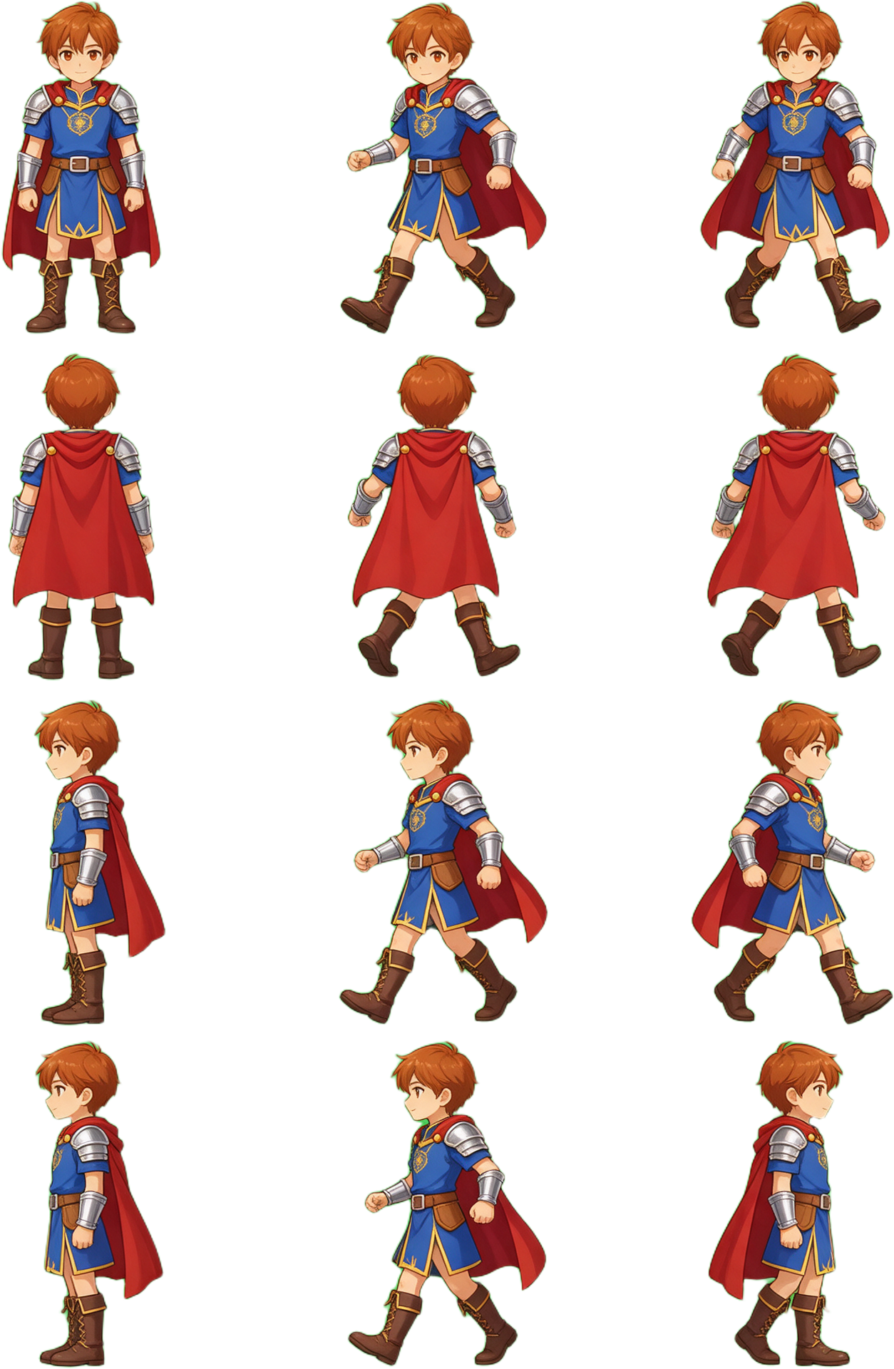 Anime Knight Top-Down Sprite Sheet