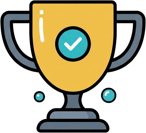 Image: A flat vector mobile-game UI icon of a trophy cup,