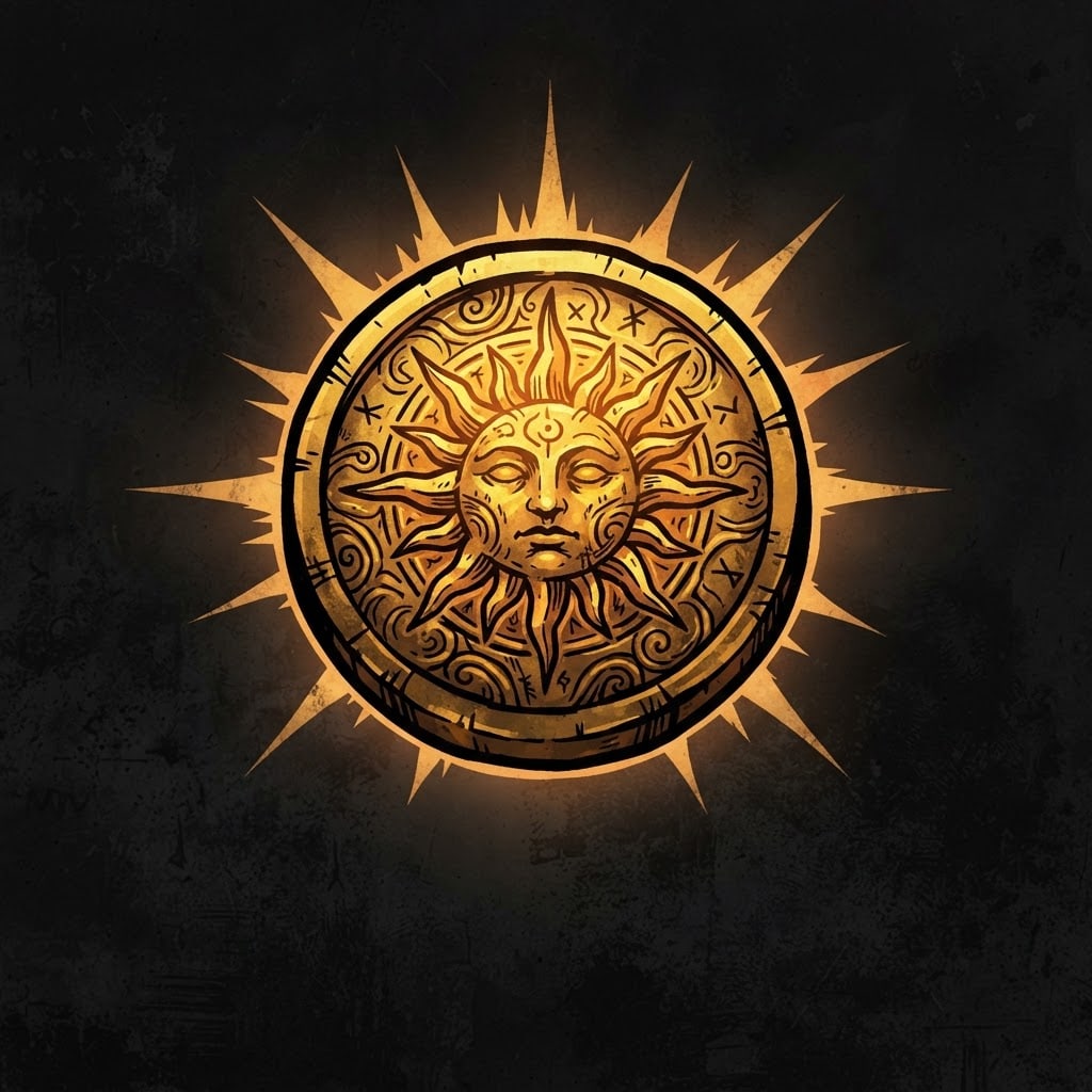 Image: 2D stylized game art, Slay the Spire relic card ar