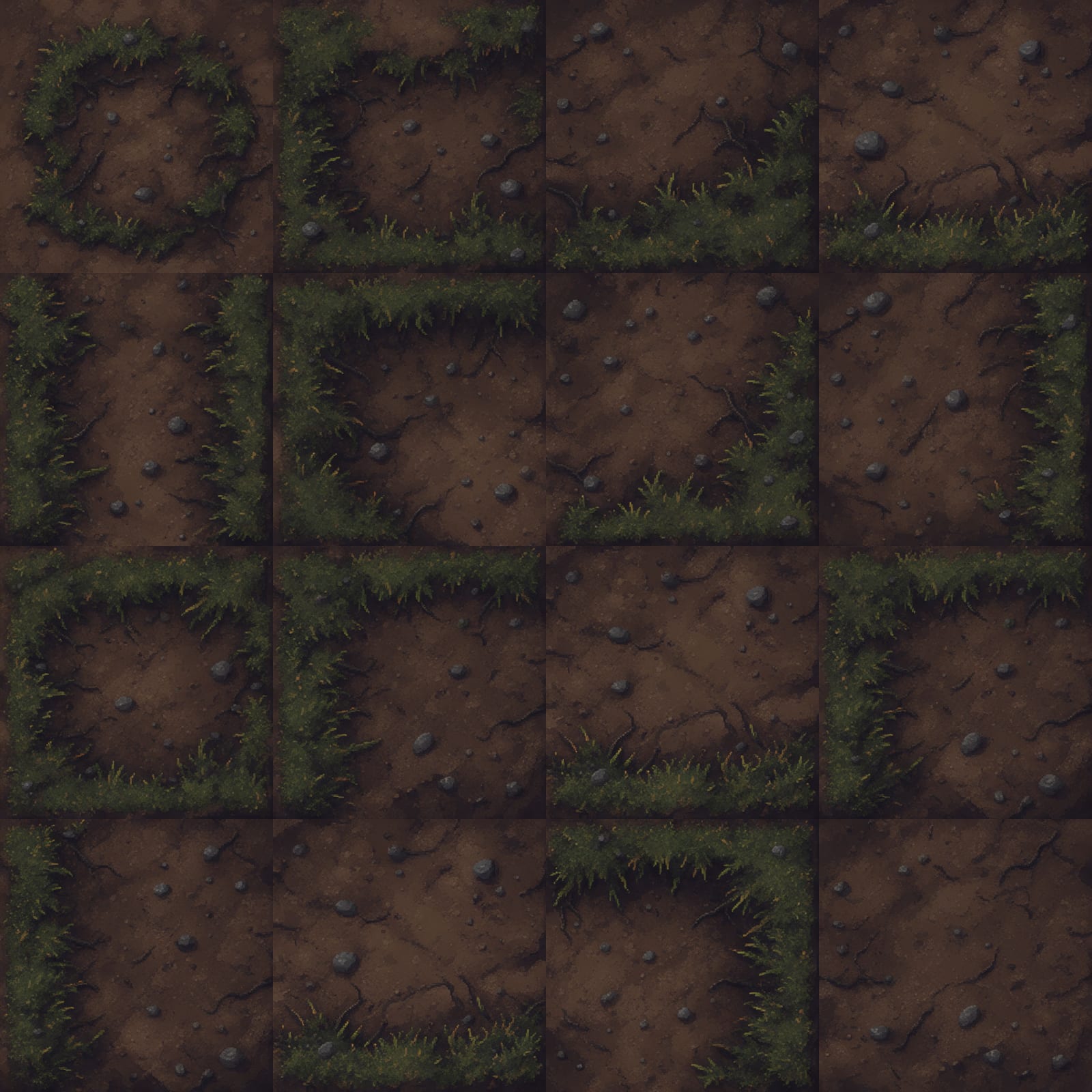 Dirt path autotile 32x32 (4x4 sheet, attempt 2)