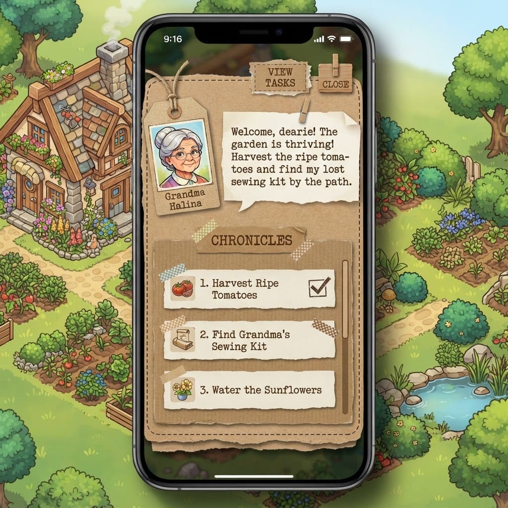 Image: Mobile game UI redesign mockup, 9:16 vertical smar