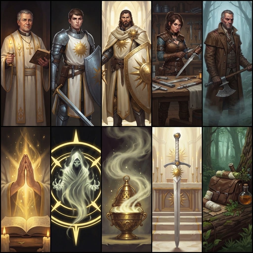 Image: Exactly TEN dark fantasy trading card illustration