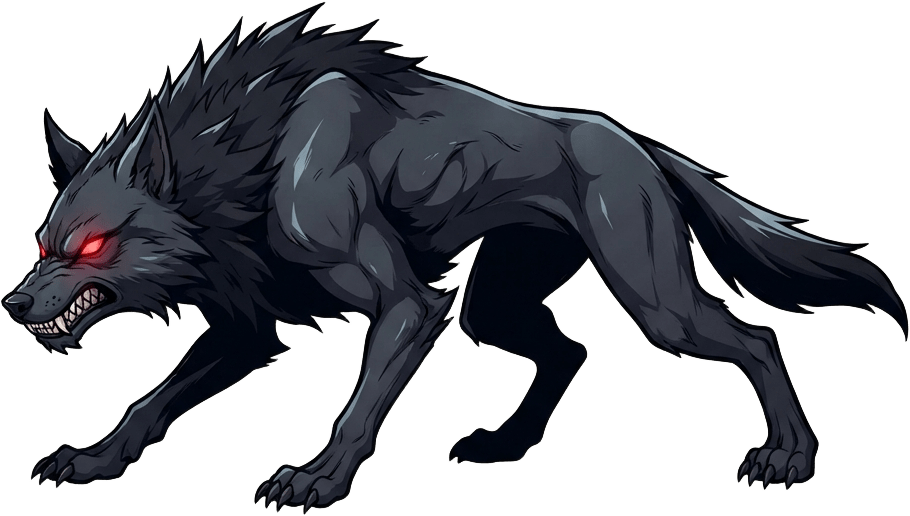 Image: Anime cel-shaded 2D game monster sprite, lean fera