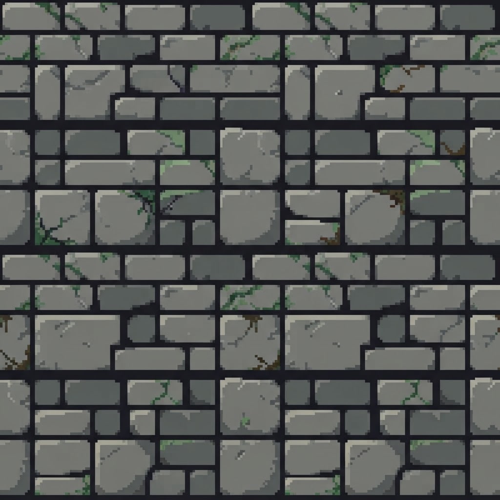 Image: pixel art seamless tileable dungeon stone brick wa