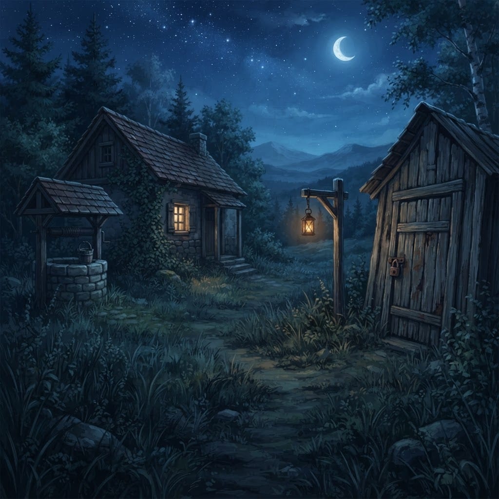 Image: Hand-painted anime visual-novel background art, la