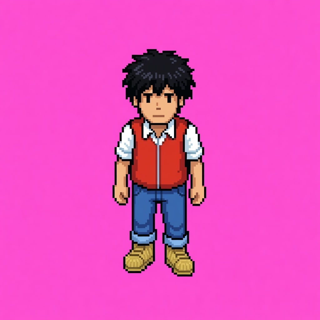 Human NPC 03 Black Hair Red Vest Farmhand