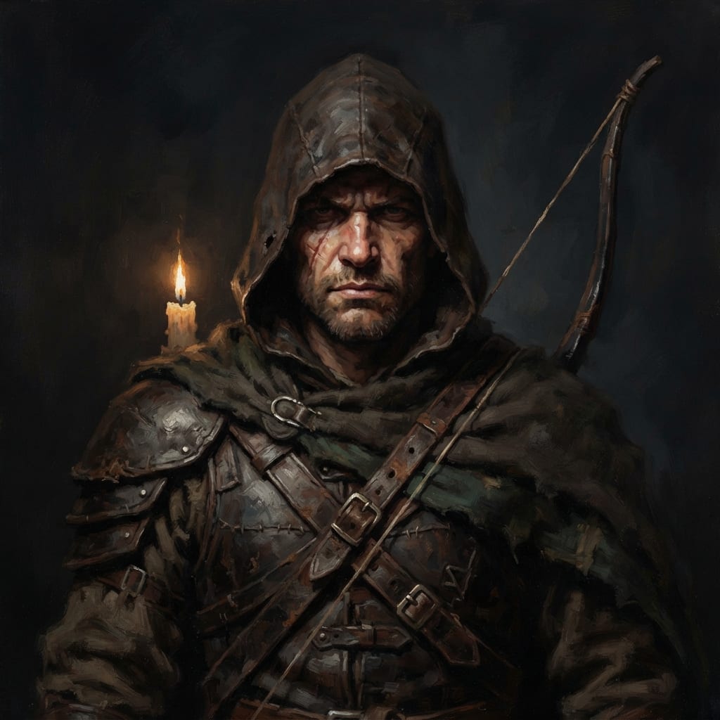 Image: Hand-painted dark fantasy RPG character portrait,