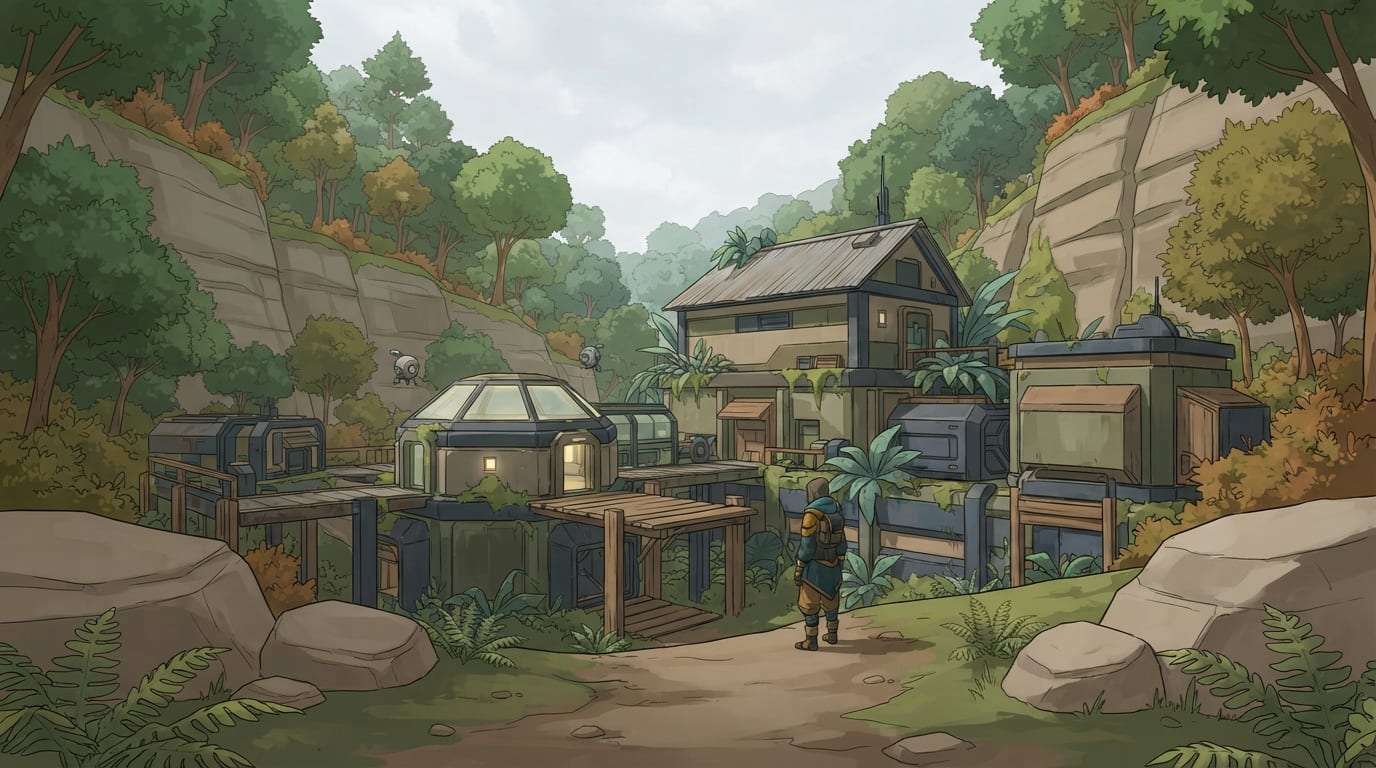 A ruined block city