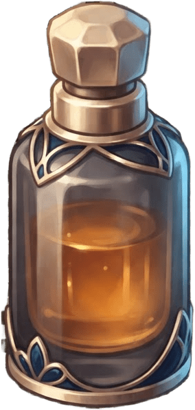 Image: a tiny glass sample vial, luxury perfumery piece: