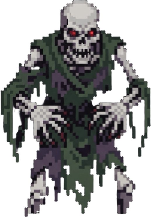 Image: Pixel art game sprite, 32x32 style, top-down 3/4 v