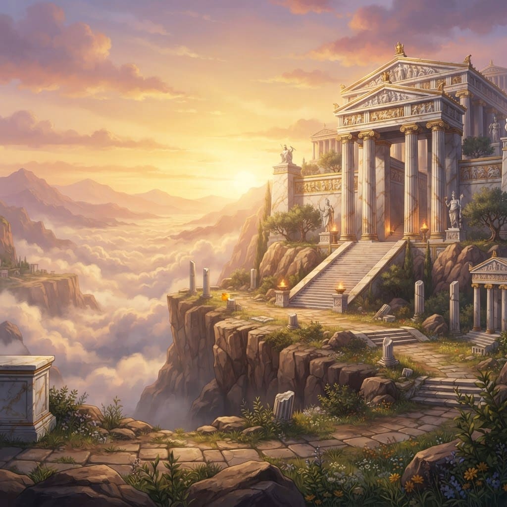Image: 2D side-scrolling game background, Mount Olympus i