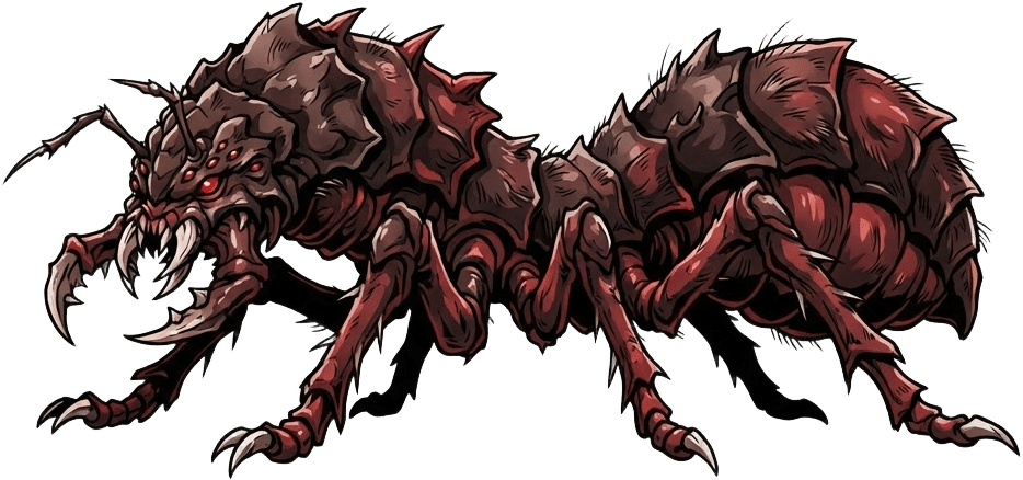 Image: Anime cel-shaded 2D game monster sprite, chitinous