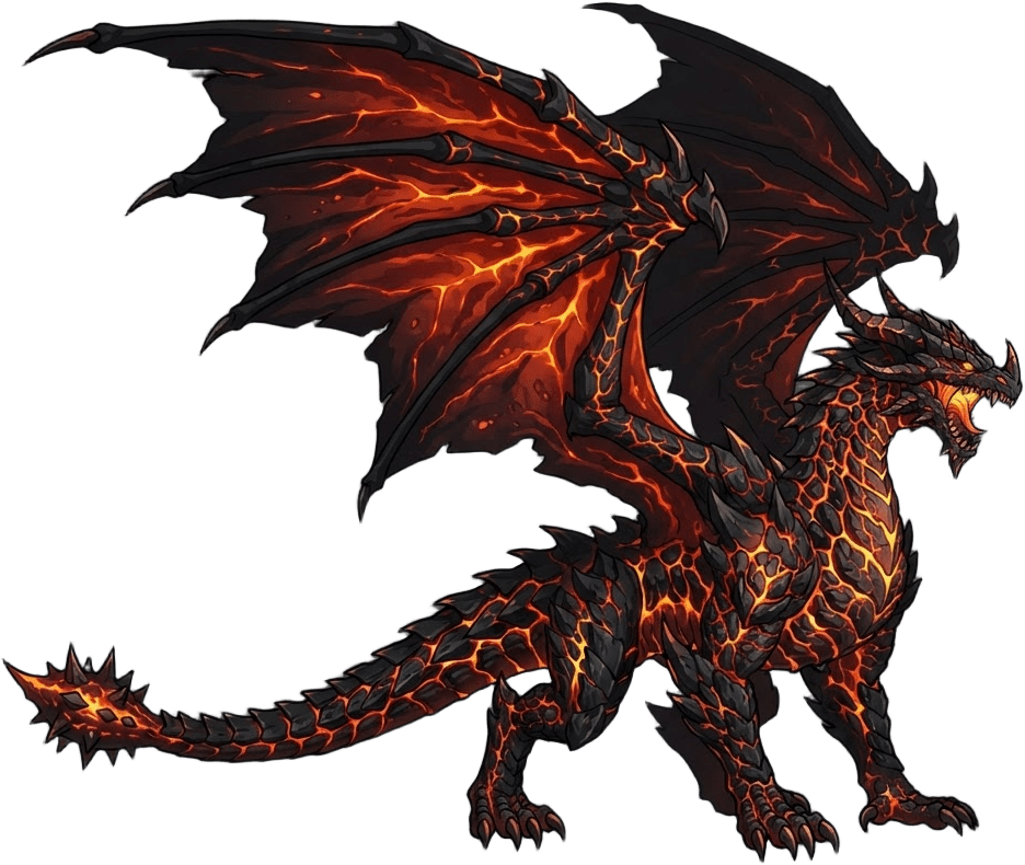 Image: Anime cel-shaded 2D game boss sprite, enormous hel