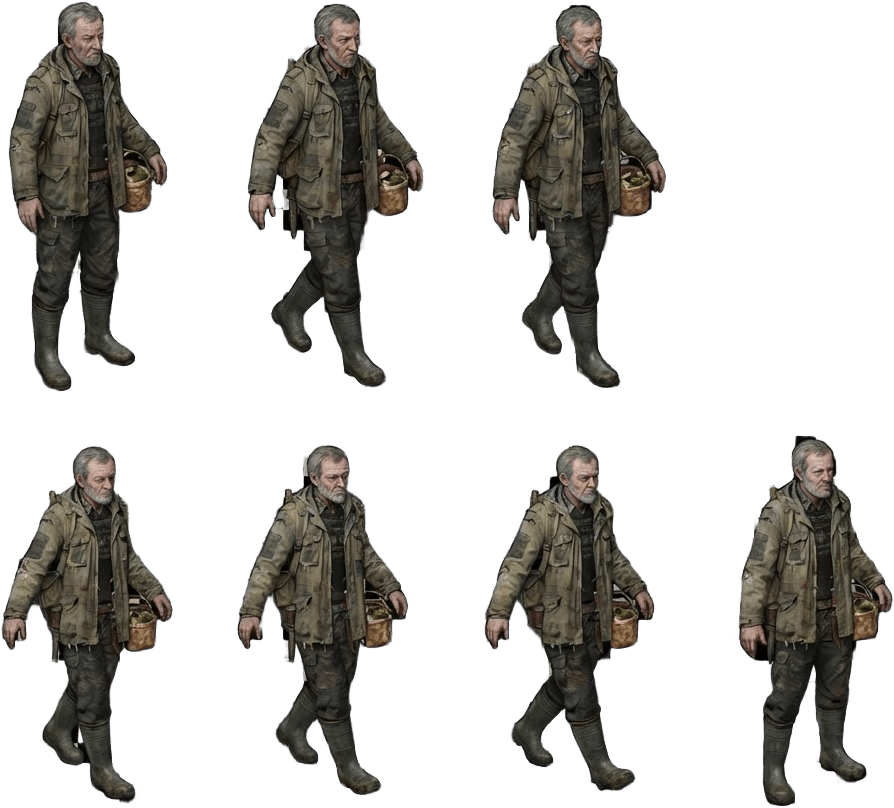 Image: Sprite sheet for a 2D isometric game: the same eld