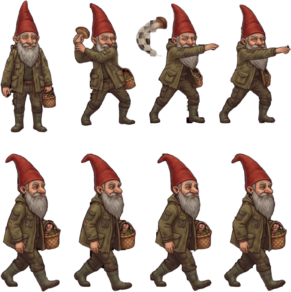 Image: The same character redrawn as a funny cartoon gnom