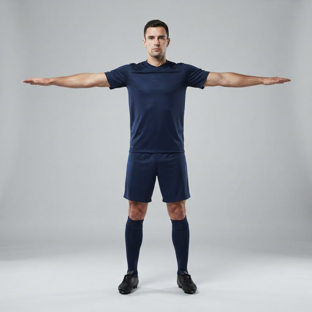 Image: Full body T-pose reference of a generic male socce