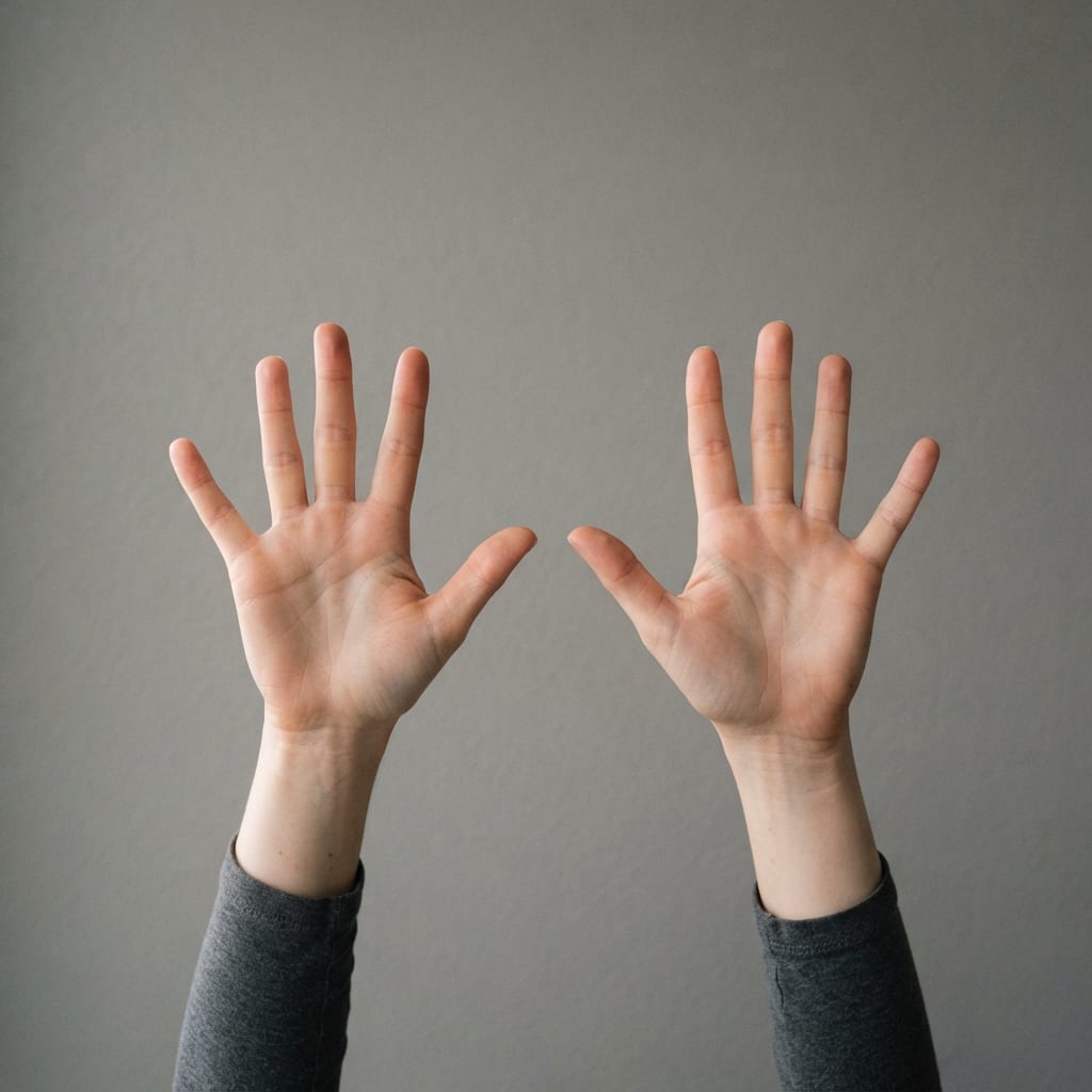 Image: A realistic photograph of a person's two bare hand