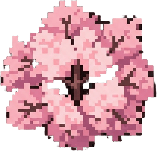 Image: pixel art top-down blossom tree, a small cozy tree