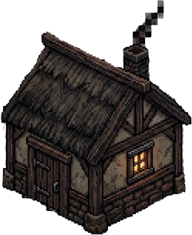 Image: Pixel art sprite, top-down three-quarter view, of