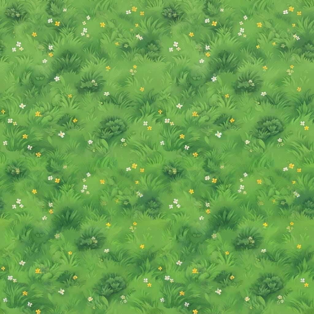 Image: Seamless tileable top-down cartoon grass field tex