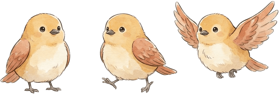 Image: Sprite sheet, 3 poses of one character on a pure w