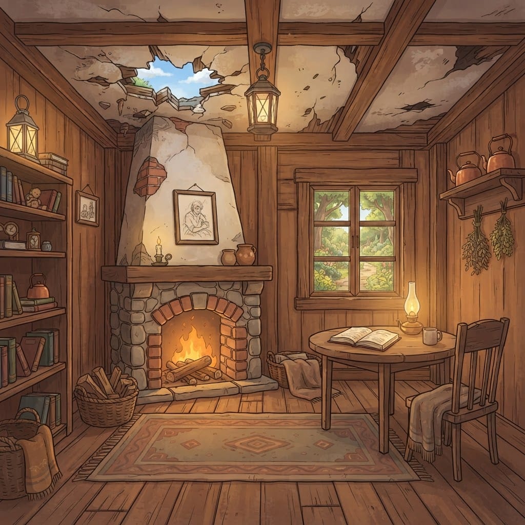 Image: Detailed 2D illustrated mobile puzzle game backgro
