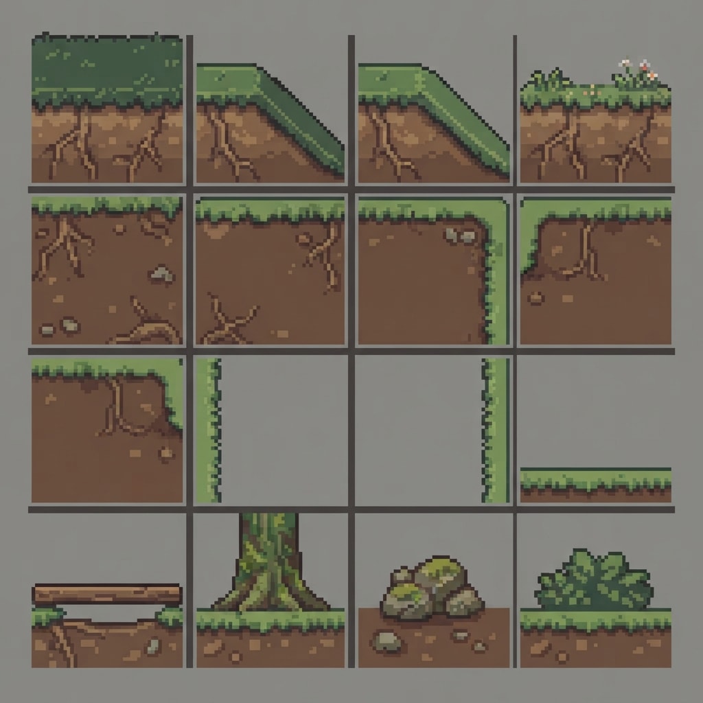 A game tileset sheet of tiles