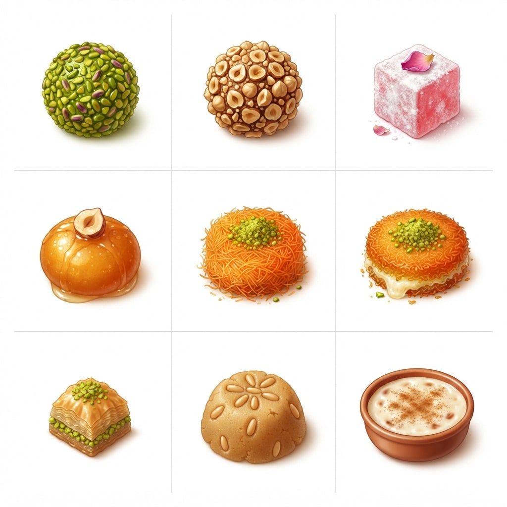 Image: A 3x3 grid sprite sheet of nine different Turkish