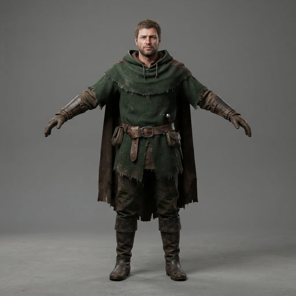 Image: Full body realistic medieval outlaw bandit charact