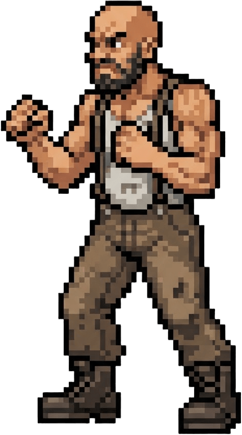 Image: Retro 16-bit pixel art game enemy character, singl