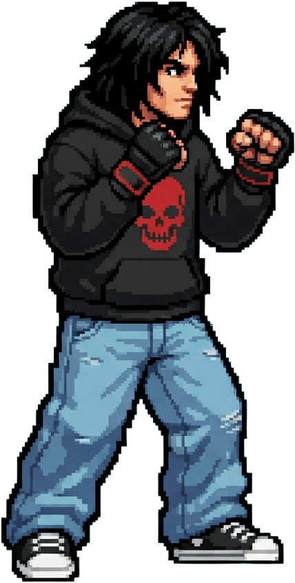 Image: Retro 16-bit pixel art game sprite, single full-bo