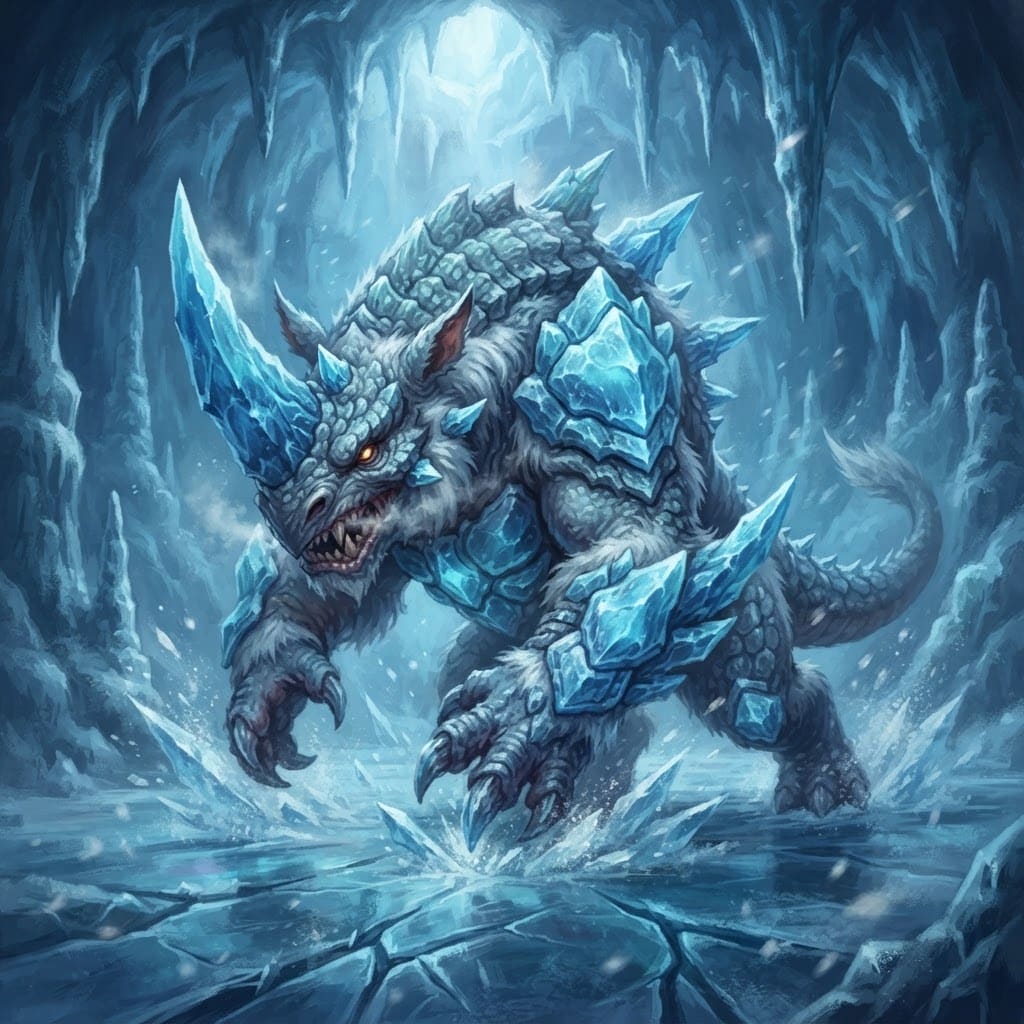 Image: Vertical 2:3 fantasy trading card illustration. A