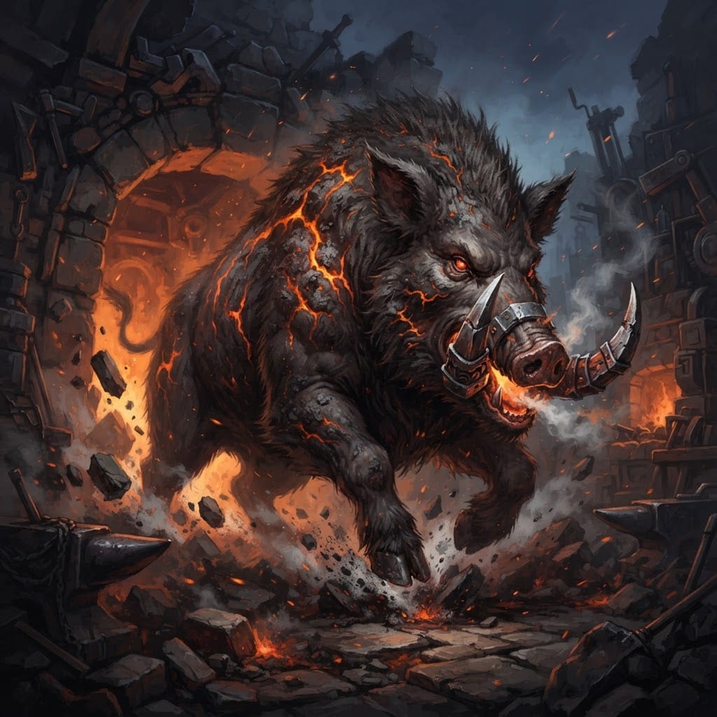 Image: Fantasy trading card monster artwork, portrait-rea
