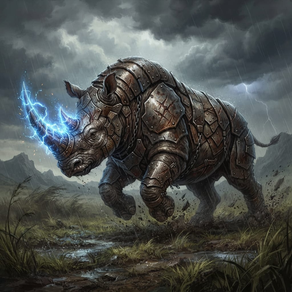 Image: Fantasy trading card monster artwork, portrait-rea