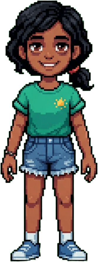 Image: Pixel art full-body character sprite, centered, fa