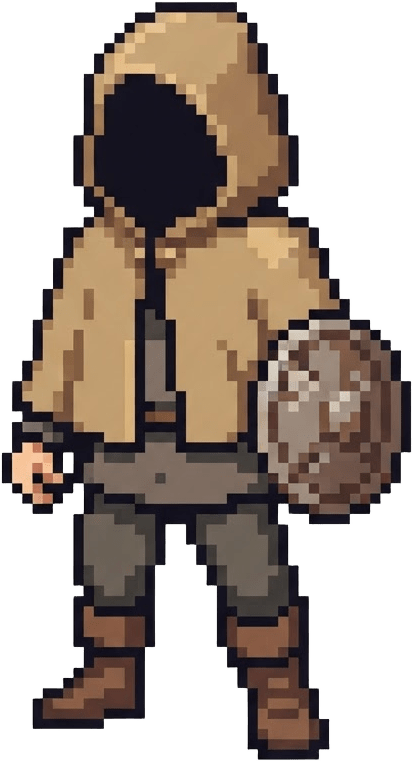 Image: Pixel art game sprite of a single character, seen