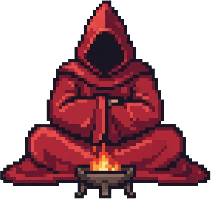 Image: Pixel art game sprite of a single character, seen