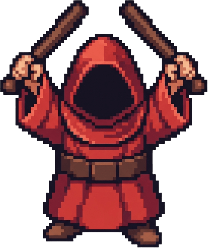 Image: Pixel art game sprite of a single character, seen