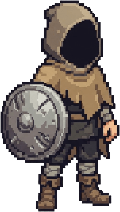 Image: Pixel art game sprite of a single character, seen