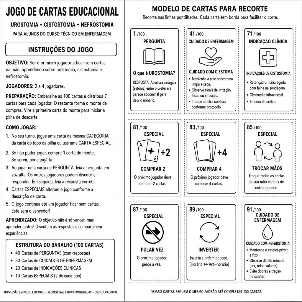 Crie um conjunto de cartas educacionais