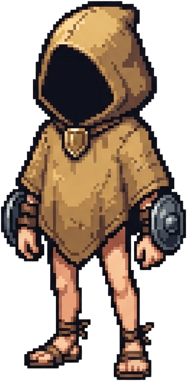 Image: Pixel art game sprite of a single character, seen