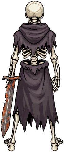 Back View Hooded Skeleton Warrior