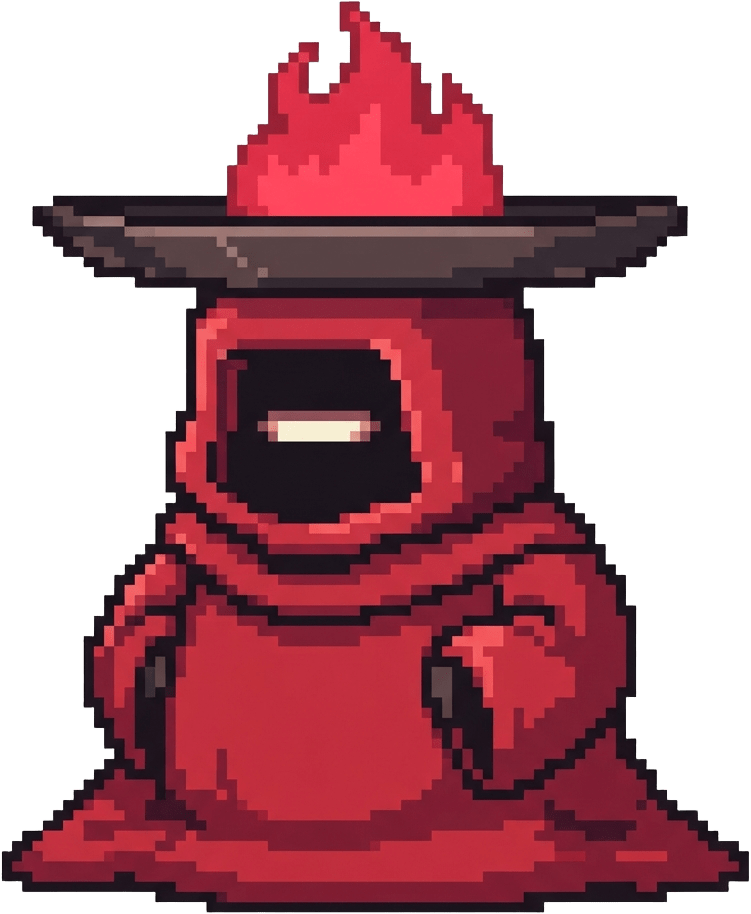 Image: Chunky 16-bit pixel art game sprite of a single ch