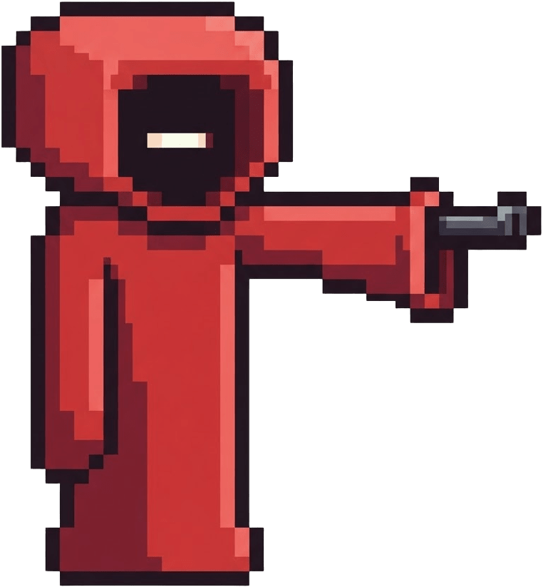 Image: Chunky 16-bit pixel art game sprite of a single ch